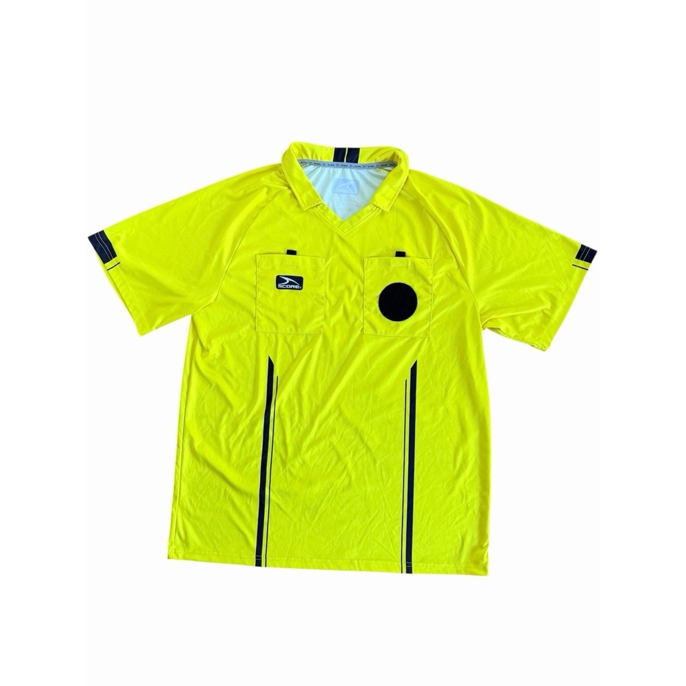 Score Soccer Referee Jersey Mens Large Yellow Official Shirt Short Sleeve